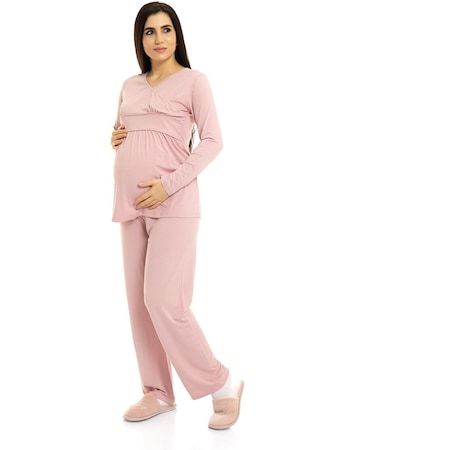 Baby Mom Pijama Takımı Anne Giyim 24ybmmapjm005 Pudra 24YBMMAPJM005_Pudra