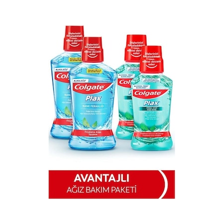 Colgate Plax Nane Ferahlığı Alkolsüz Ağız Bakım Suyu 500 ML + Plax Taze Nane 250 ML x 2 Adet