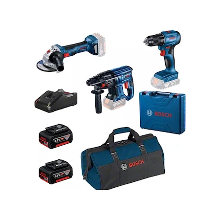 Bosch Professional GSR 185-LI + GWS 180-LI + GBH 180-LI 2 x 4.0 AH Akülü Kombo Kit - 0615990N1Y