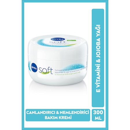 Nivea Soft Soft Jojoba Yağı Hızlı Emilir Yağlı His Bırakmaz El Yüz Vücut Nemlendirici Bakım Kremi 300 ML