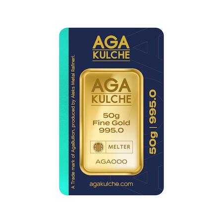 AgaKulche 50 Gram 24 Ayar Külçe Altın