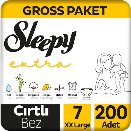 Sleepy Extra Günlük Aktivite Gross Pkt Bebek Bez 7 Beden 200 Adet