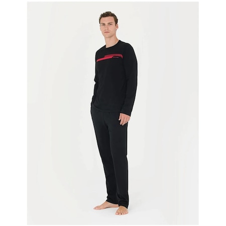 Pierre Cardin Siyah Erkek Pijama Takım Uzun Kol Penye Pijama Takım 001