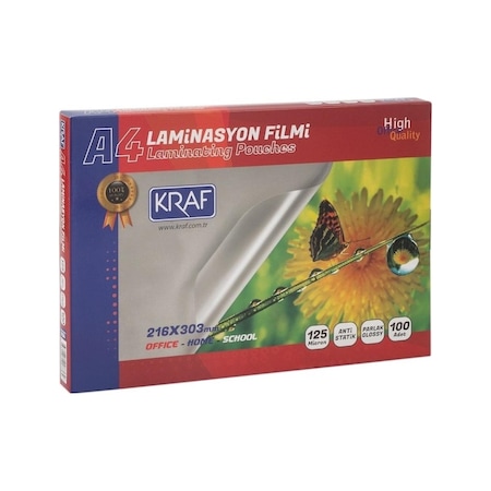 Kraf 2124 Parlak A4 Laminasyon Filmi 125 Micron - 100 Lü Paket