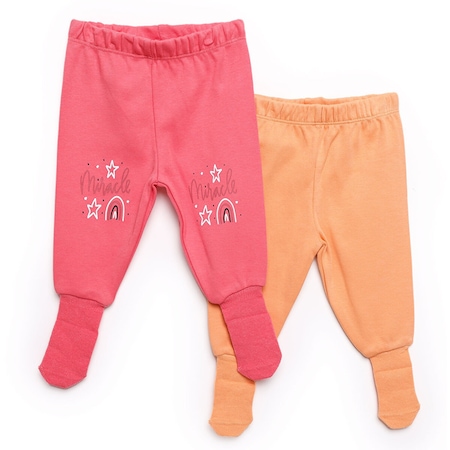 Hellobaby Basic 2li Çoraplı Pijama Pantolon Kız Bebek 23KHLBKALT006 Narçiçeği