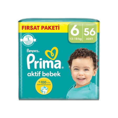 Prima Pampers Aktif Bebek Extra Large Bebek Bezi 13-18 KG 6 Beden 56 Adet