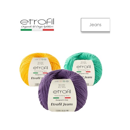 Etrofil Jeans El Örgü Iplikleri - 50 Gr / 160 Metre - Tüm Renkler