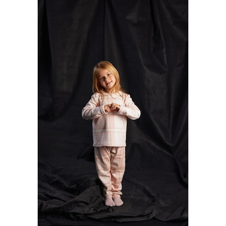 Kız Çocuk Termal Soft Pembe Ekoseli Pijama Takımı-pembe