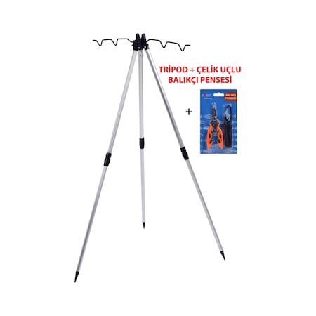 Exent Pense + 3 Ayaklı Alüminyum Teleskopik, Katlanabilir Hafif Kamış Ve Olta Dayama Sehpası Tripod