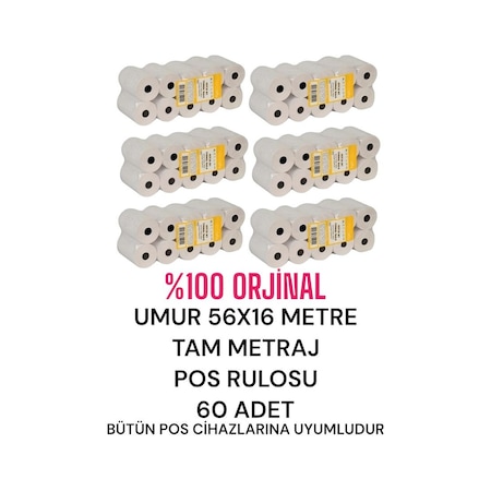 Umur 56x16 Metre Tam Metraj Pos Rulosu 60 Adet Termal Rulo Yazar