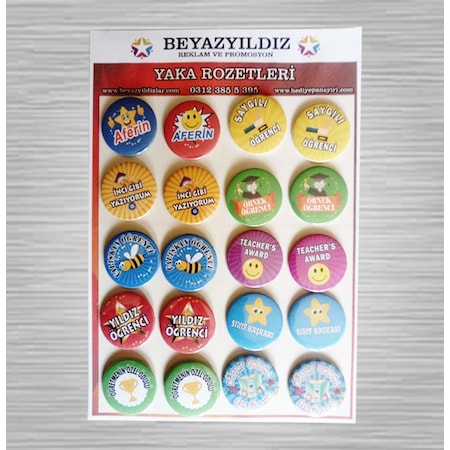 Öğrenci Motivasyon Rozetleri 20 Li Paket N11.573