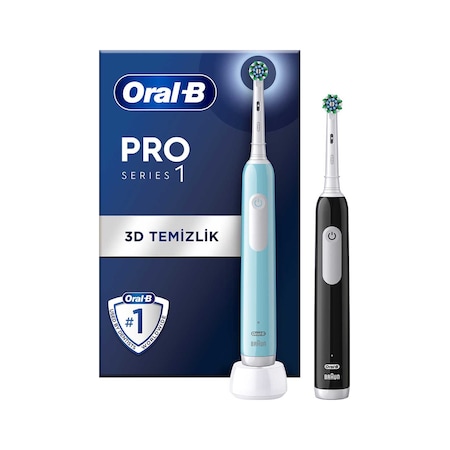 Oral-B Pro Series 1 Elektrikli Diş Fırçası Siyah - Mavi 2 Adet + 2 Diş Fırçası Başlığı