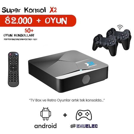 Kinhank Super Konsol X2 Retro 82.000+ Oyunlu Çift Joystick Oyun Konsolu