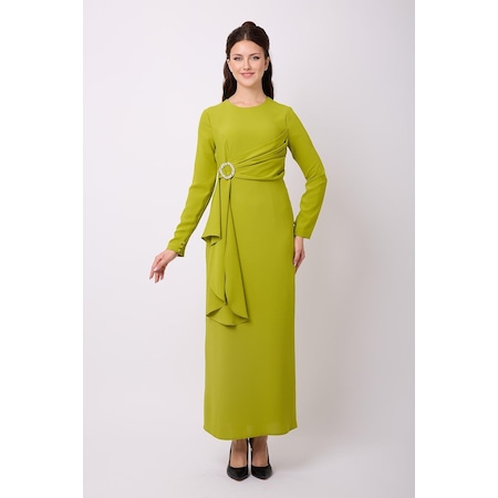 Violevin Er-cool Kadın Tokalı Kalem Elbise 8148-33-yağyeşili