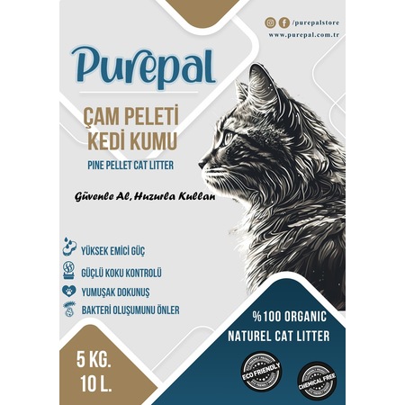 Purepal Doğal Çam Pelet Kedi Kumu 5 KG 10 L