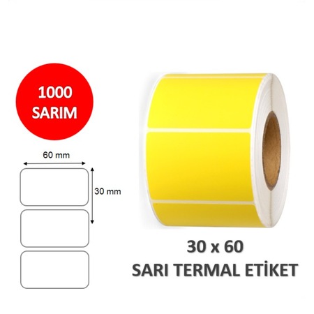 Elitrulo Barkod Etiketi 30x60 Termal SARI - 1000 Adet