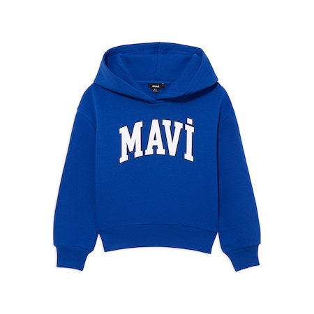 Mavi - Mavi Logo Baskılı Mavi Kapüşonlu Sweatshirt 6610110-70896