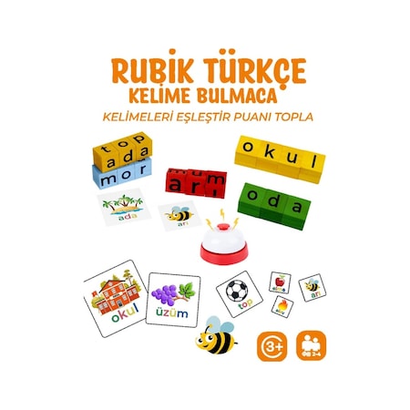 Edoy Montessori Türkçe Kelime Bulmaca Görsel Rubik Küp Eğitici Kutu Oyunu