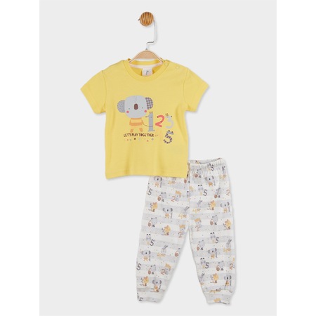 Panolino Erkek Bebek Baskılı Pijama Takımı 20754 - Sarı