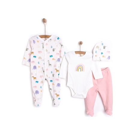 HelloBaby Yenidoğan 4lü Hastane Çıkışı Unisex 24khlbuset009 Acikpembe 24KHLBUSET009_AcikPembe