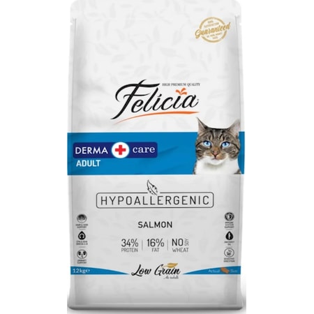 Felicia Derma Care Somonlu Düşük Tahıllı Yetişkin Kedi Maması 12 KG