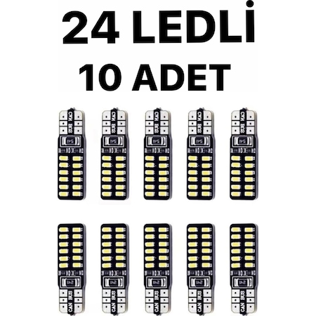 T10 Led 24 Ledli Metal Ultra Beyaz Park. Plaka. Tavan Ampulü 10 Adet