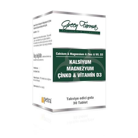 Green Farma Kalsiyum Magnezyum Cinko Vitamin D3 30 Tablet Fiyatlari Ve Ozellikleri