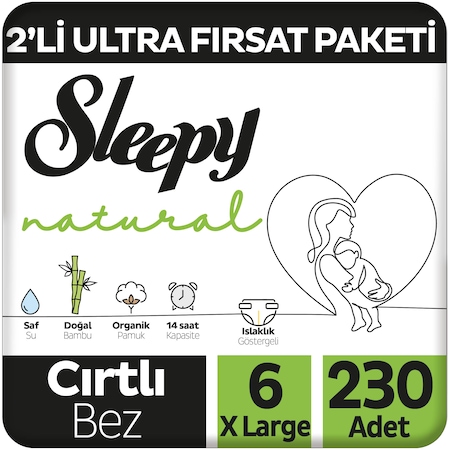 Natural 2'li Ultra Fırsat Paketi Bebek Bezi 6 Numara 230 Adet