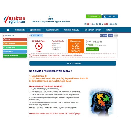 Kpss Uzaktan Egitim Full Paket Hafiza Teknikleriyle Fiyatlari Ve Ozellikleri