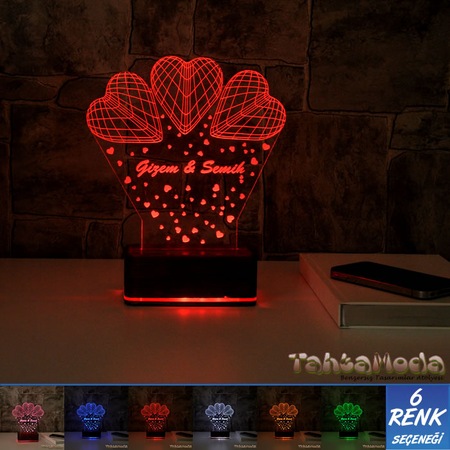 3d 3 Boyutlu Led Lamba Masa Gece Lambasi Kalp Kisiye Ozel Fiyatlari Ve Ozellikleri
