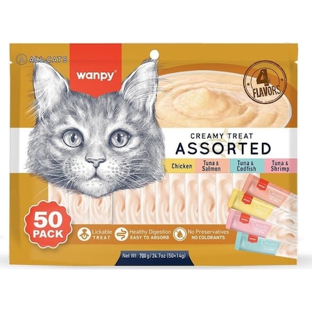 Wanpy 4 Lezzetli Krema Kedi Ödülü 50 x 14 G