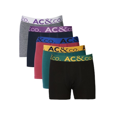 Ac&Co / Altınyıldız Classics Erkek Karısık Pamuklu Esnek Desensiz 5'Li Boxer Paketi