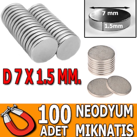 100 Adet Neodyum Miknatis D7 X 1 5 Mm Silindir Miknatis Kuvvetli Fiyatlari Ve Ozellikleri