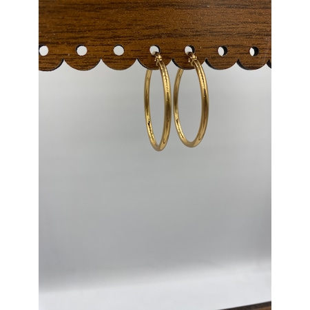 Zeyna Accessories Casual Sade Halka Model Gold Antialerjik Paslanmaz Çelik Küpe