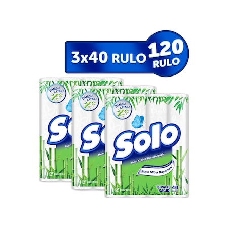 Solo Bambu Katkılı Suya Karşı Ultra Dayanıklı Tuvalet Kağıdı 3 x 40 Rulo