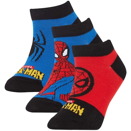 Defacto Erkek Çocuk Marvel Spiderman Pamuklu 3'lü Patik Çorap X9652a6nskr1