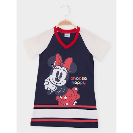 Supermino Minnie Mouse Lisanslı Kız Çocuk Elbise 21826 Lacivert