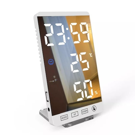 UpWay 6 inç Dijital Aynalı LED Ekran Masa Saati Alarm Sıcaklık Ne