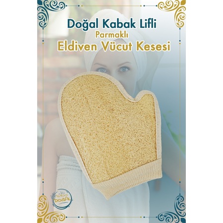 Doğal Kabak Lifli Banyo & Duş Parmaklı Eldiven Vücut Kesesi