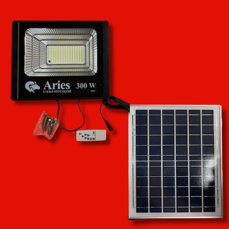 Aries Enerji 300 W Güneş Enerjili İç & Dış Mekan Aydınlatma Projektörü