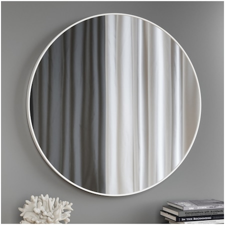 Ayna / Dekoratif Ayna / Yuvarlak Ayna / Banyo Ayna / Makyaj Ayna / Duvar Ayna/ Flora Roma Beyaz