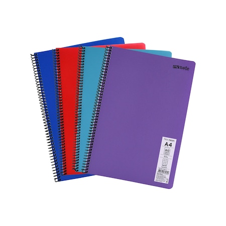 Mynote Flex Neon A4 Defter 80 Yaprak 2 Kareli 2 Çizgili 4'lü Defter