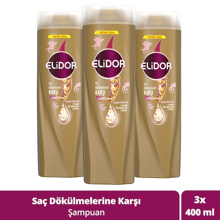 Elidor Superblend Saç Dökülmelerine Karşı Bakım Şampuanı 3 x 400 ML