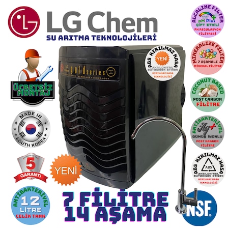 Lg Chem Gold Siyah Montaj Dahil 12lt 7fl 14 Aşama Su Arıtma Cihaz