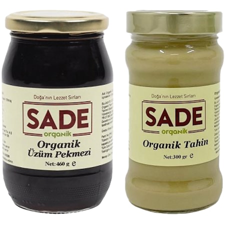 Sade Organik Tahin 300 G + Üzüm Pekmezi 460 G