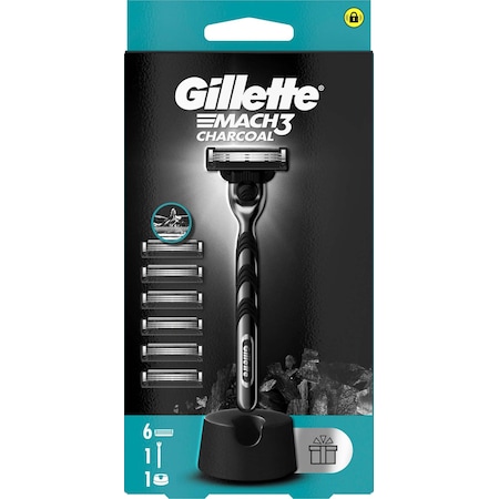 Gillette Mach3 Charcoal Tıraş Makinesi + Yedek Bıçak 6'lı