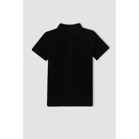 Waynap Unisex Lakos Polo Yaka Okul Tshirt Siyah