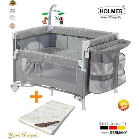 Holmer Yatak Hediyeli Eurostyle Maxi Comfort Dönenceli Anne Yanı Park Yatak 70x110cm + Aloevera Yatak