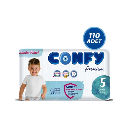 Confy Premium Bebek Bezi 5 Numara Junior 11 - 18 Kg 110 Adet