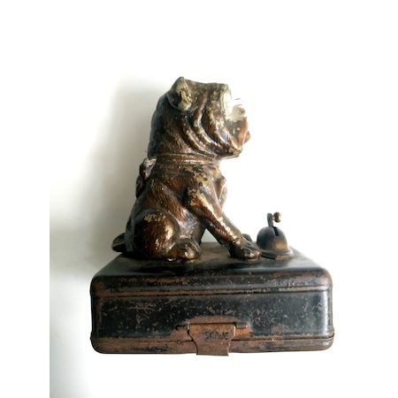 Omeniv Antika Pilli Lambalı Köstekli Saat Askısı Köpek Pug Heykel